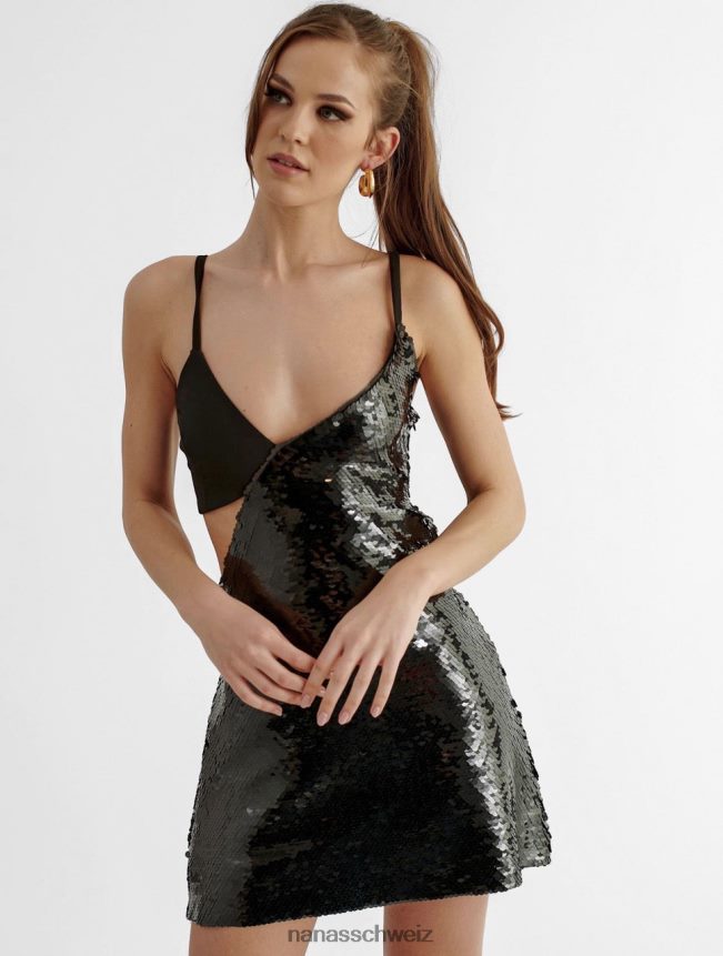 Nana's Samantha Pailletten-Minikleid Schwarz FJ6J8D30