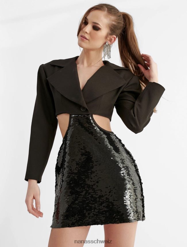 Nana's Serena Pailletten-Blazerkleid Schwarz FJ6J8D31