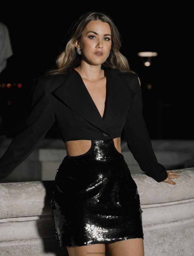 Nana's Serena Pailletten-Blazerkleid Schwarz FJ6J8D31