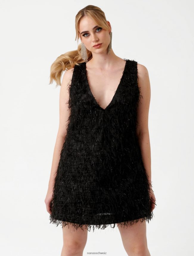 Nana's glänzendes Minikleid Schwarz FJ6J8D2