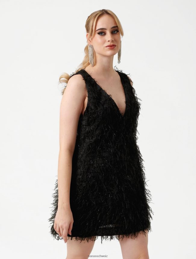 Nana's glänzendes Minikleid Schwarz FJ6J8D2