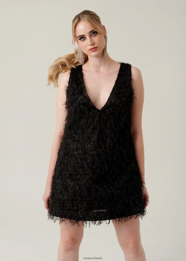 Nana's glänzendes Minikleid Schwarz FJ6J8D2