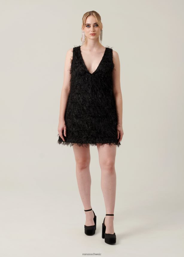 Nana's glänzendes Minikleid Schwarz FJ6J8D2