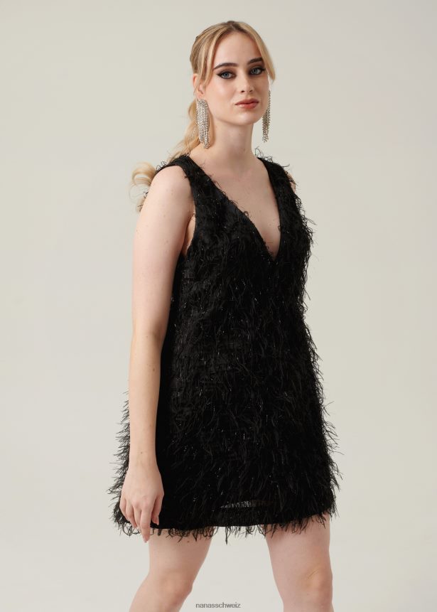 Nana's glänzendes Minikleid Schwarz FJ6J8D2